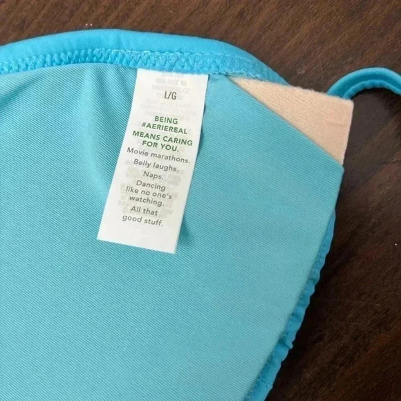 Aerie Bikini Top Turquoise Blue Size Large Versatile Beach Pool Cruise Resort - Picture 3 of 10